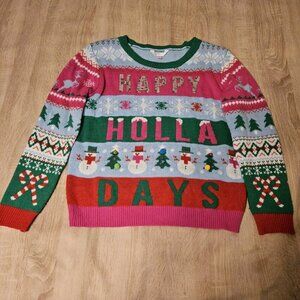 No Boundaries Plus Size Xxl 2x Womens Ugly Chrustmas Sweater Happy Holla Days